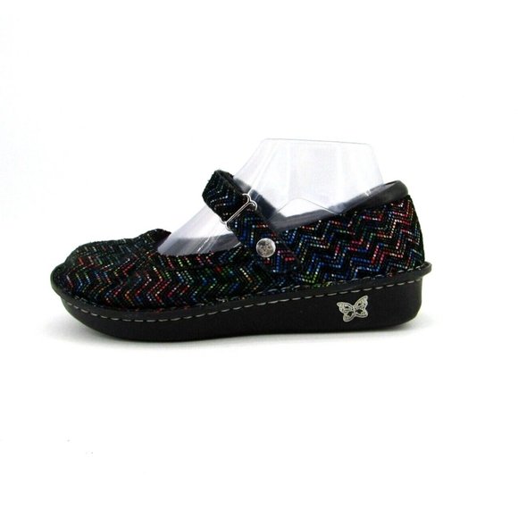 ALEGRIA Multicolor Holographic Geometric Mary Jane Flats EU 37 US 7 - Picture 1 of 12